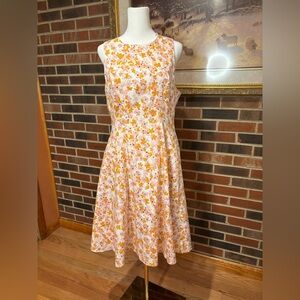 Liz Claiborne Sleeveless A-Line Midi Dress in Orange and Pink